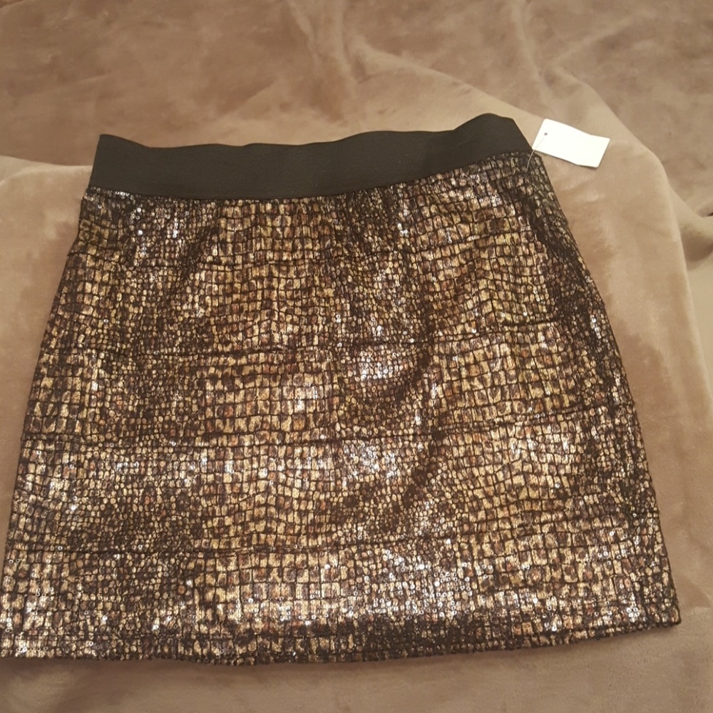 Snake Skin Print Sequin Skirt-New